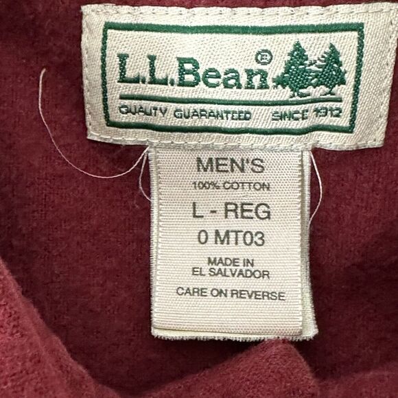 LL Bean Chamois Shirt Jacket Men's L Burgundy Long Sleeve Shacket Button up - Picture 4 of 11